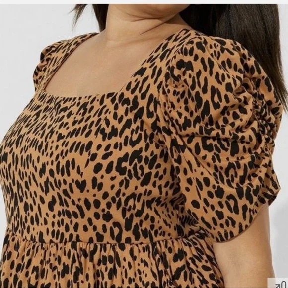 NWT Betsey Johnson x Torrid Mini Puff Sleeve Skater Dress Animal Print Size 3X - Picture 2 of 10